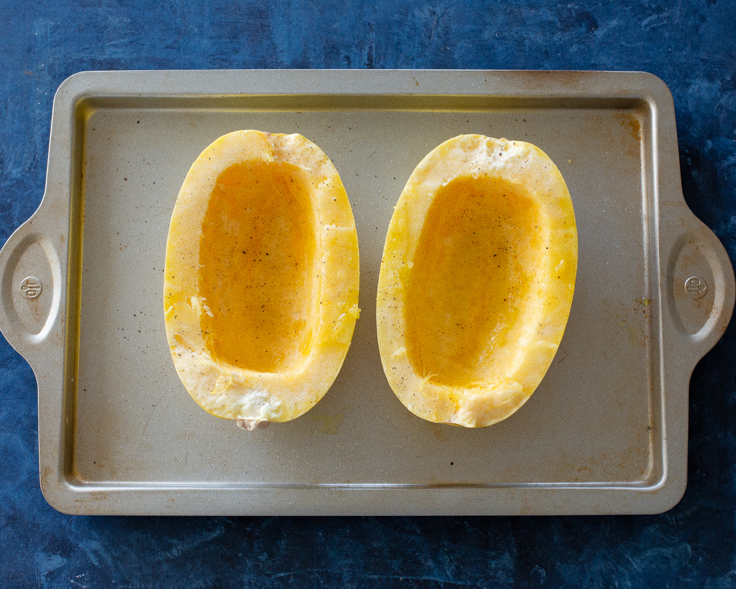 spaghetti squash cut in half