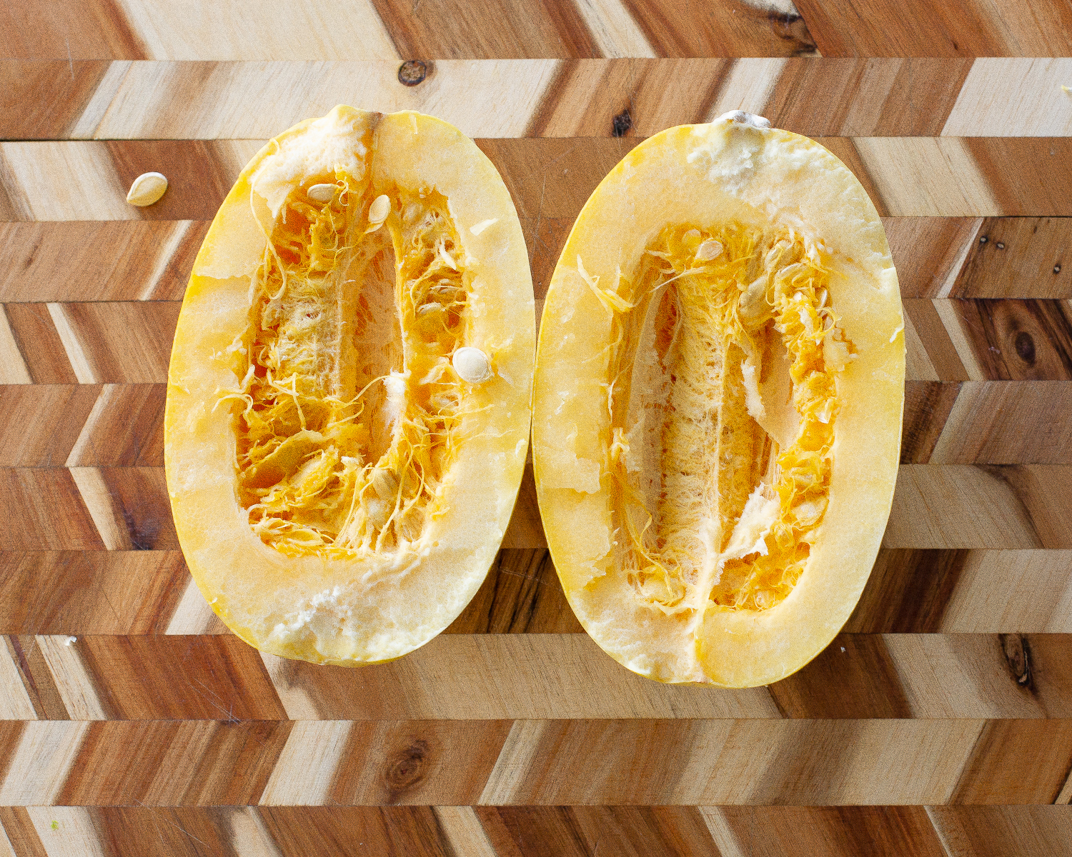 spaghetti squash cut in half