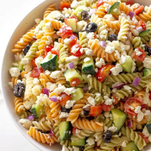 Feta and Vegetable Rotini Salad - The Girl Who Ate Everything