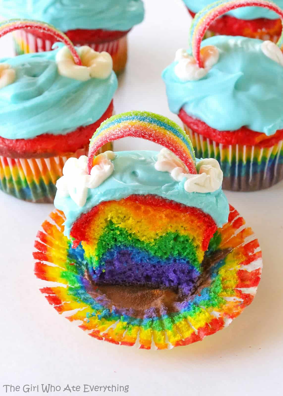 Rainbow Cupcakes Recipe - The Girl Who Ate Everything