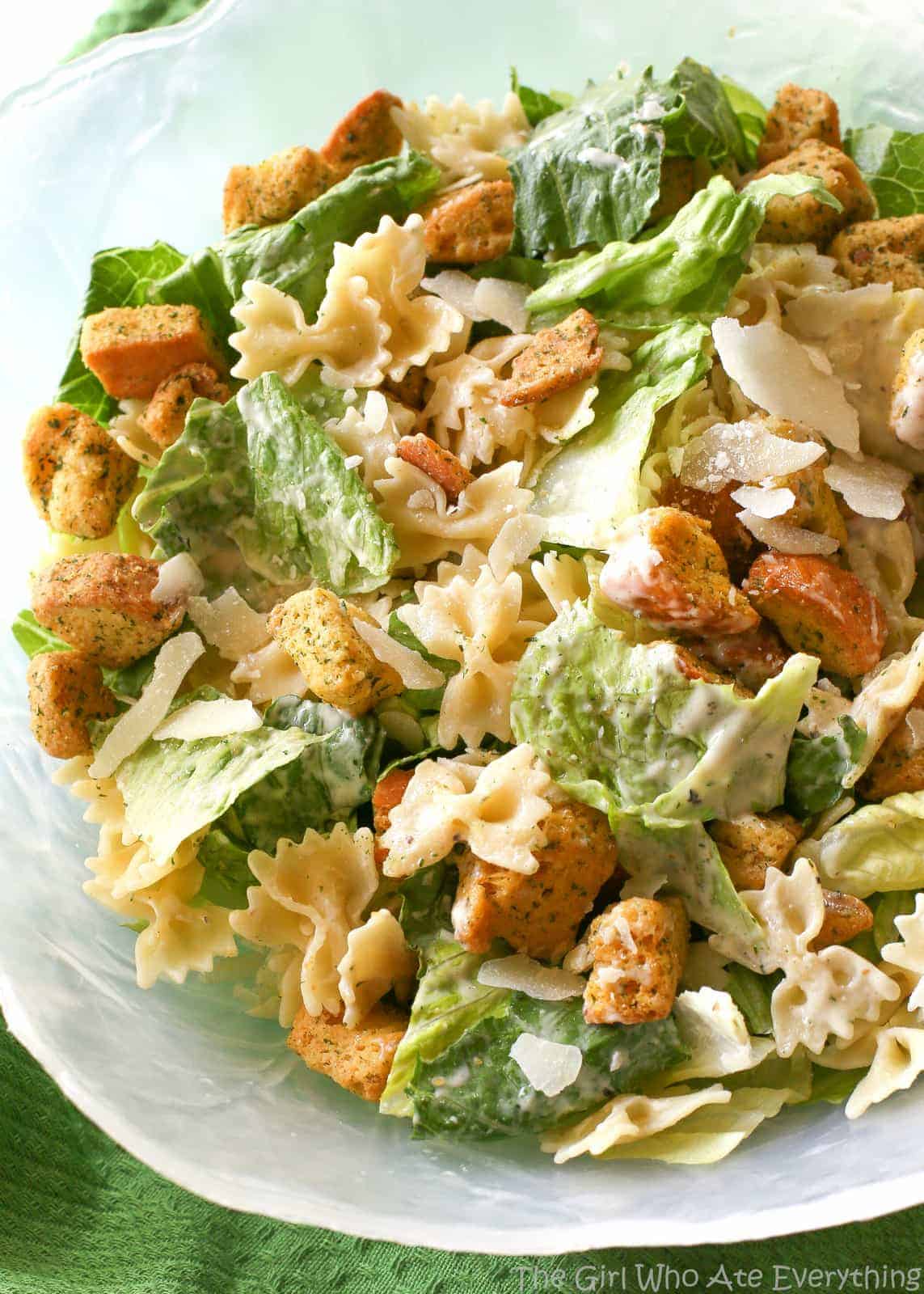 Bowtie Chicken Caesar Salad - The Girl Who Ate Everything