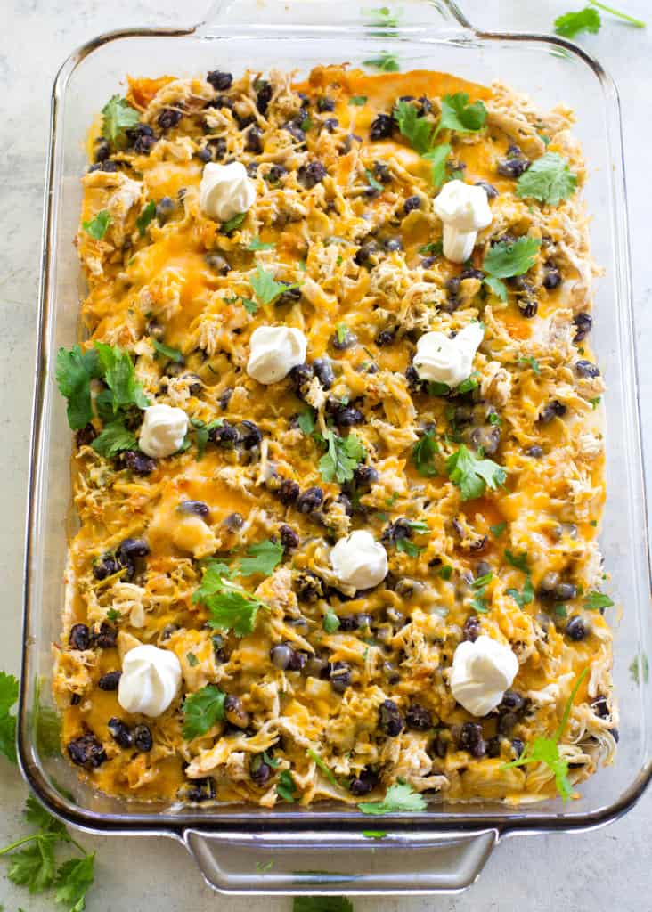 Chicken and Black Bean Enchilada Casserole-The Girl Who Ate Everything
