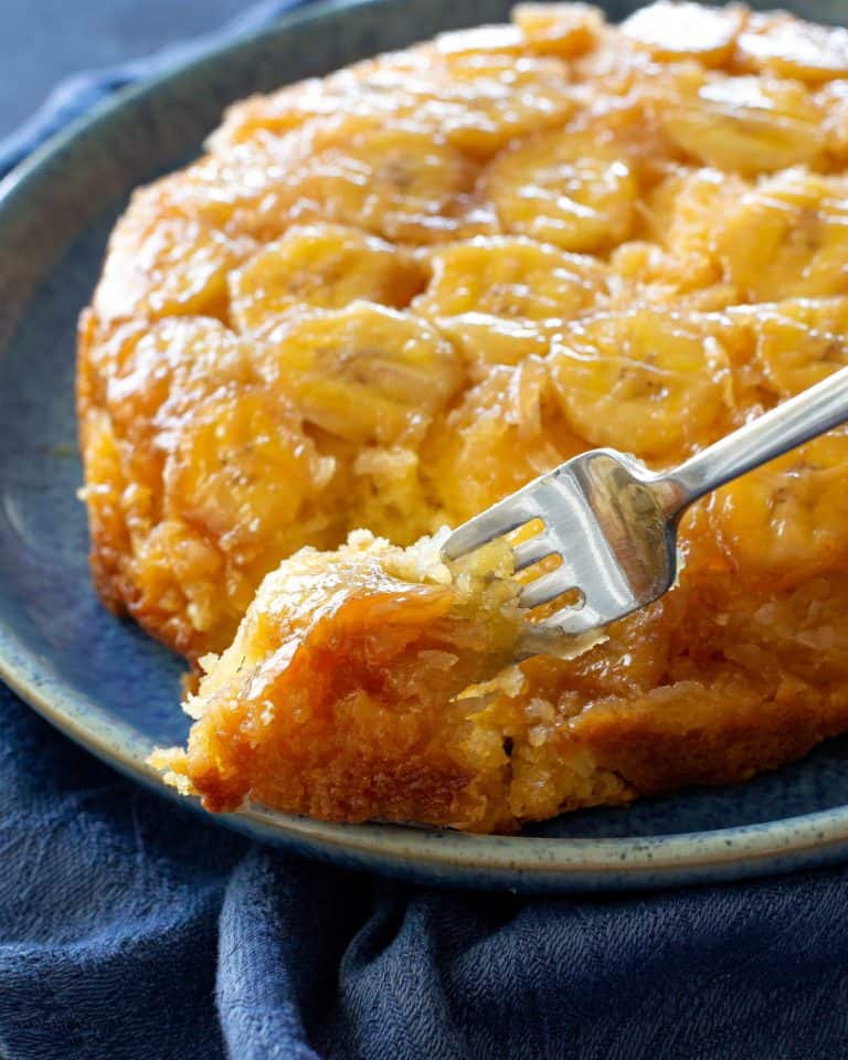 Banana Coconut Upside Down Cake - The Girl Who Ate Everything