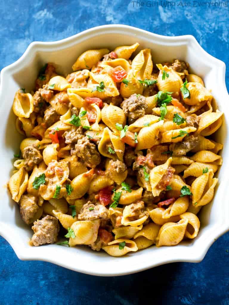 Easy Taco Pasta Recipe - The Girl Who Ate Everything