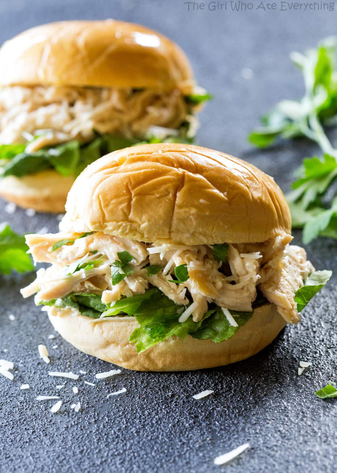 Slow Cooker Chicken Caesar Sandwiches - The Girl Who Ate Everything