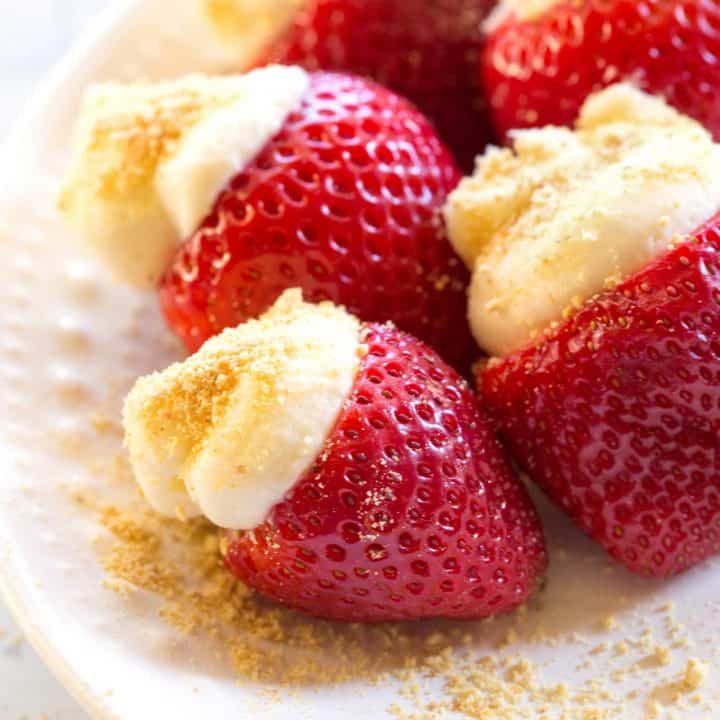 Cheesecake Stuffed Strawberries - The Girl Who Ate Everything