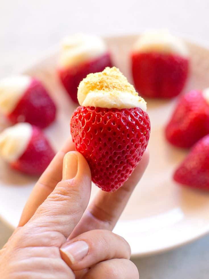 Cheesecake Stuffed Strawberries - The Girl Who Ate Everything