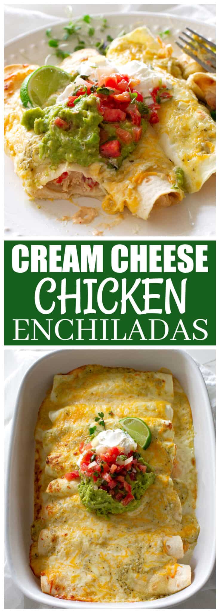 Cream Cheese Chicken Enchiladas - The Girl Who Ate Everything