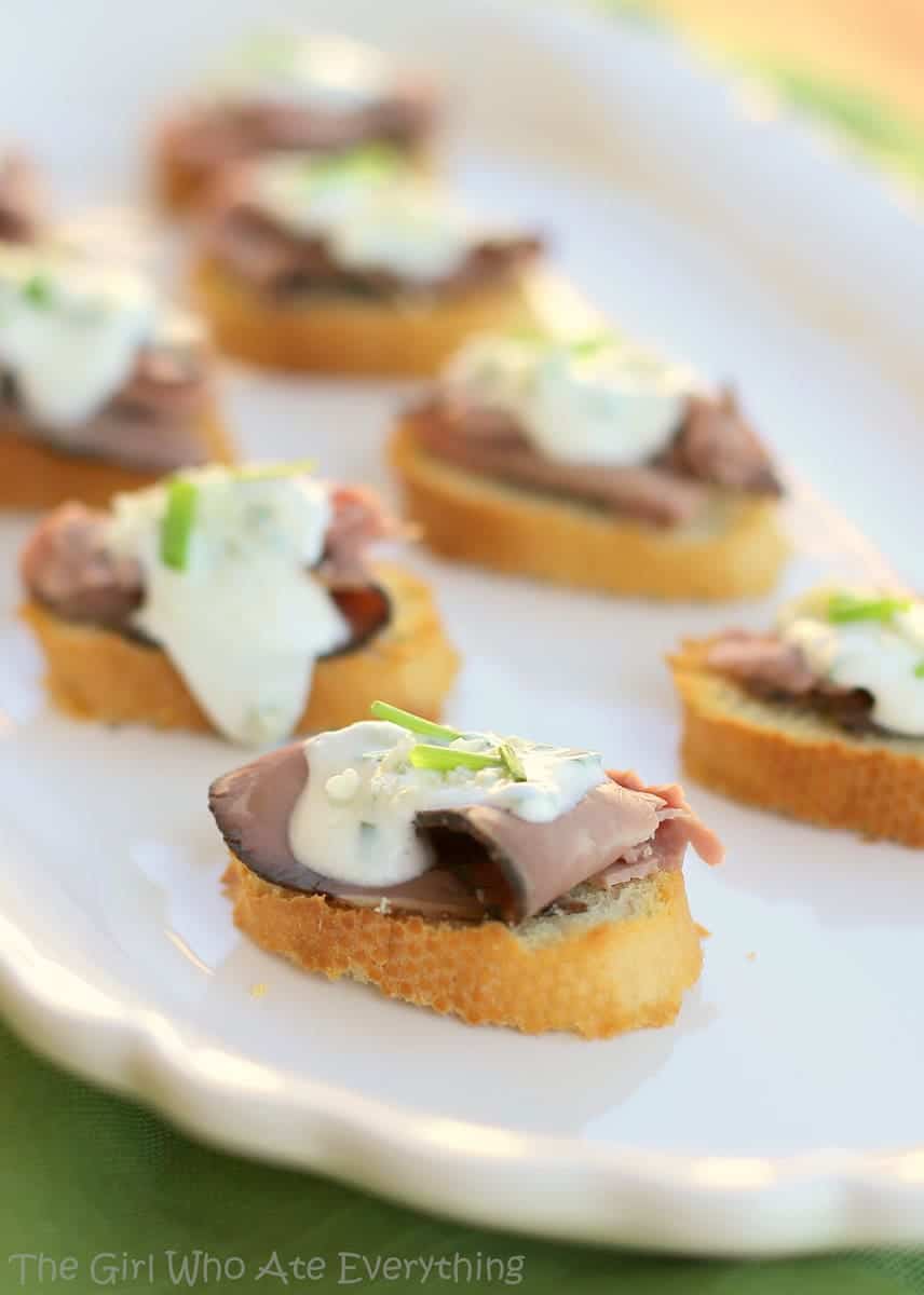 Beef and Blue Cheese Crostini - The Girl Who Ate Everything