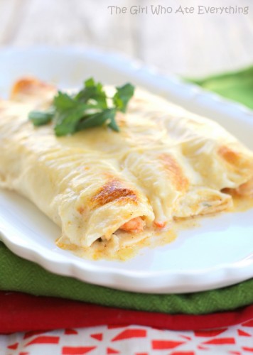 Creamy Shrimp Enchiladas - The Girl Who Ate Everything