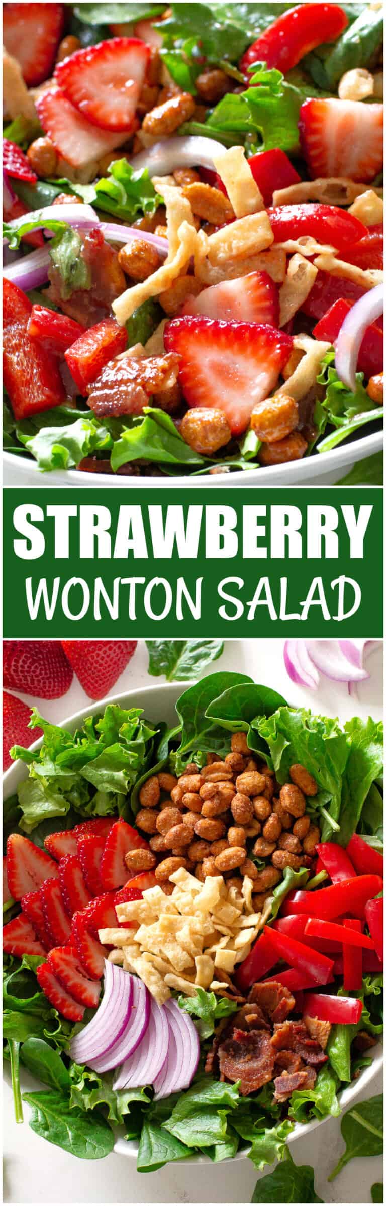 Strawberry Wonton Spinach Salad - The Girl Who Ate Everything