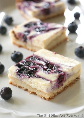 Blueberry Lemon Cheesecake Bars | The Girl Who Ate Everything