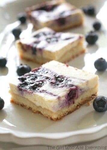 Blueberry Lemon Cheesecake Bars | The Girl Who Ate Everything