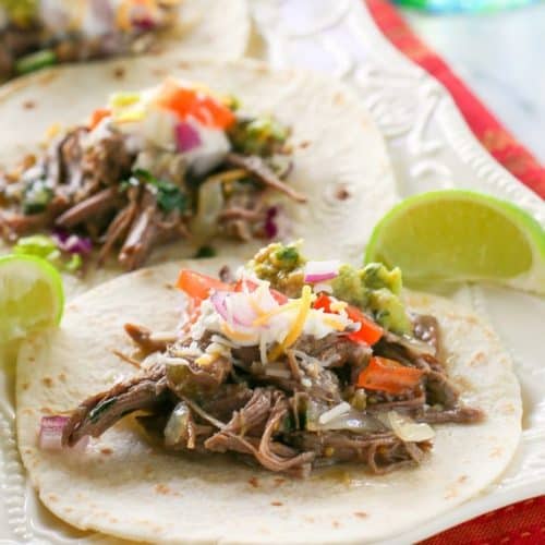 Salsa Verde Beef Tacos - The Girl Who Ate Everything