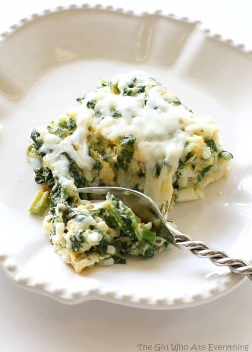 Spinach Parmesan Rice Bake - The Girl Who Ate Everything