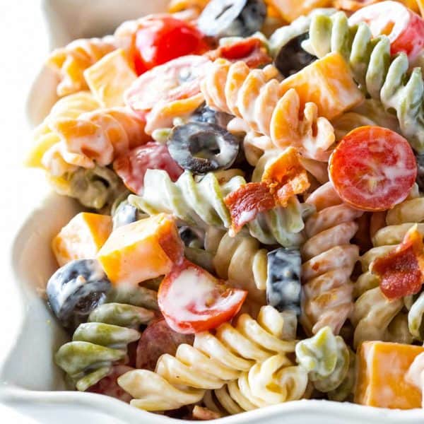 Bacon Ranch Pasta Salad - The Girl Who Ate Everything