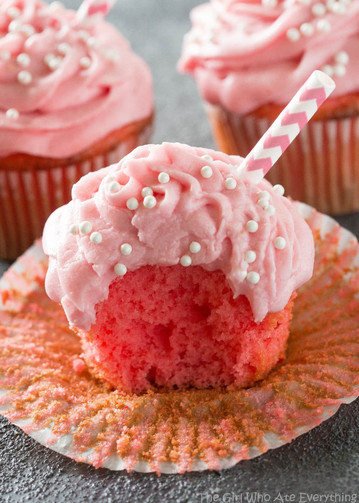 Strawberry Milkshake Cupcakes - The Girl Who Ate Everything