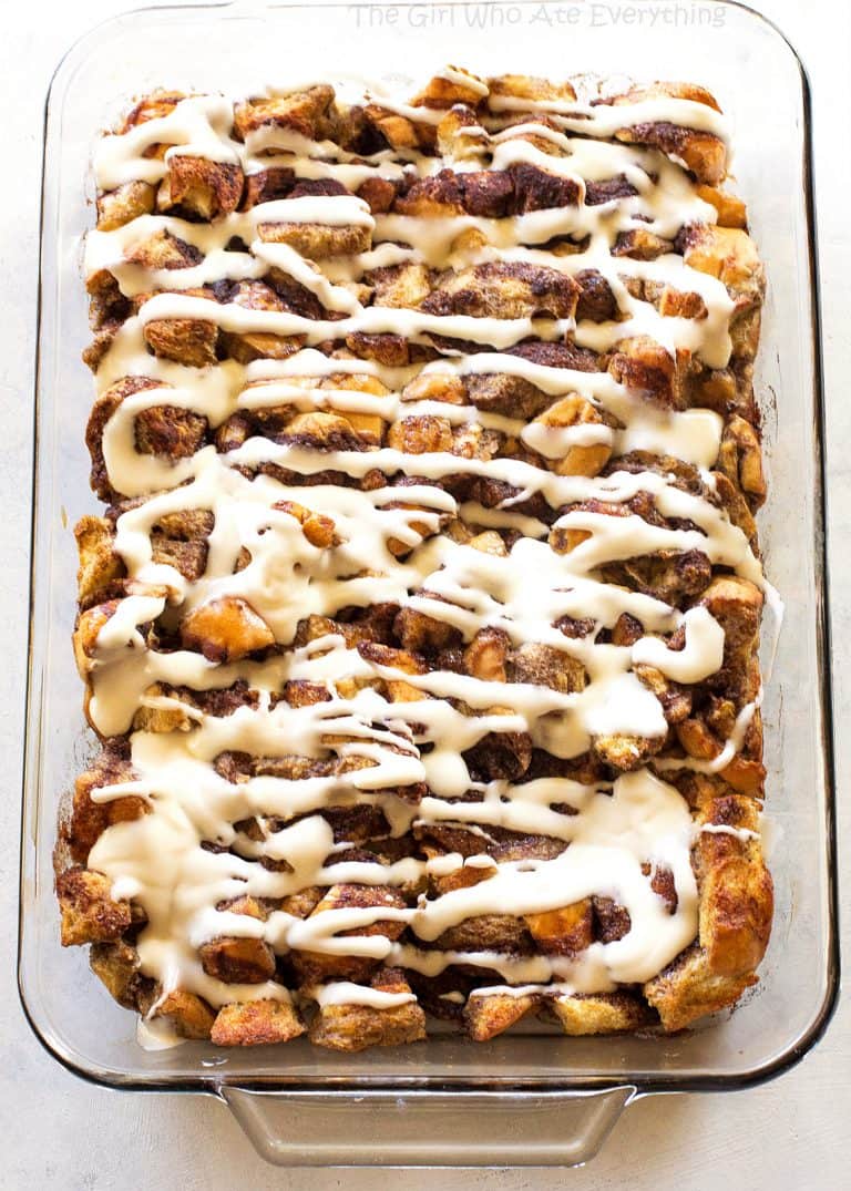 Cinnamon Roll Breakfast Bake - The Girl Who Ate Everything