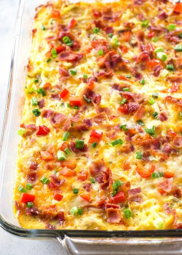 Confetti Bacon Hashbrown Casserole | The Girl Who Ate Everything