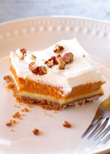 Pumpkin Pie Cheesecake Bars | The Girl Who Ate Everything