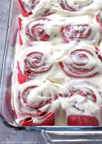 Red Velvet Cake Mix Cinnamon Rolls (+VIDEO) - The Girl Who Ate Everything