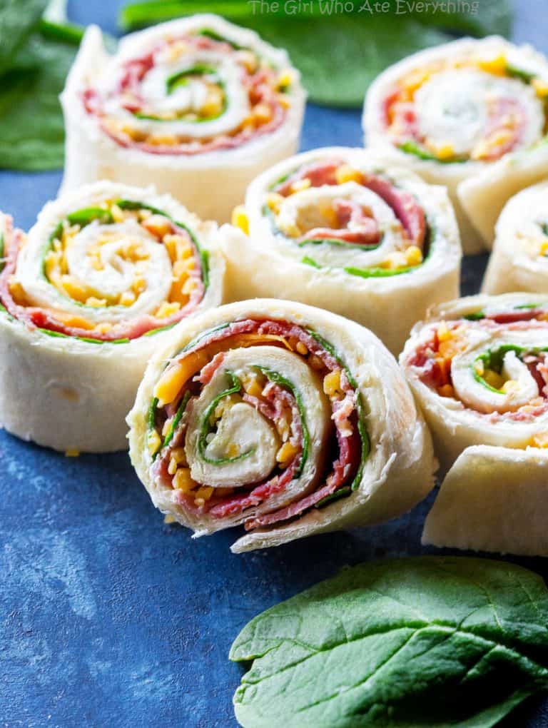 Roast Beef Horseradish Pinwheels - The Girl Who Ate Everything