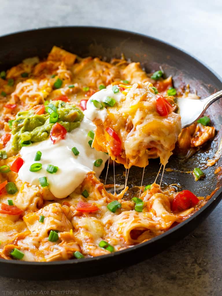 One-Pan Chicken Enchilada Skillet - The Girl Who Ate Everything