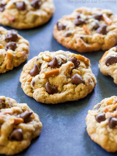 Peanut Butter Pretzel Chocolate Chip Cookies - The Girl Who Ate Everything