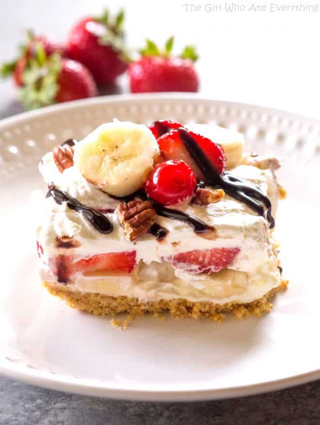 Banana Split Dessert (+VIDEO) - The Girl Who Ate Everything