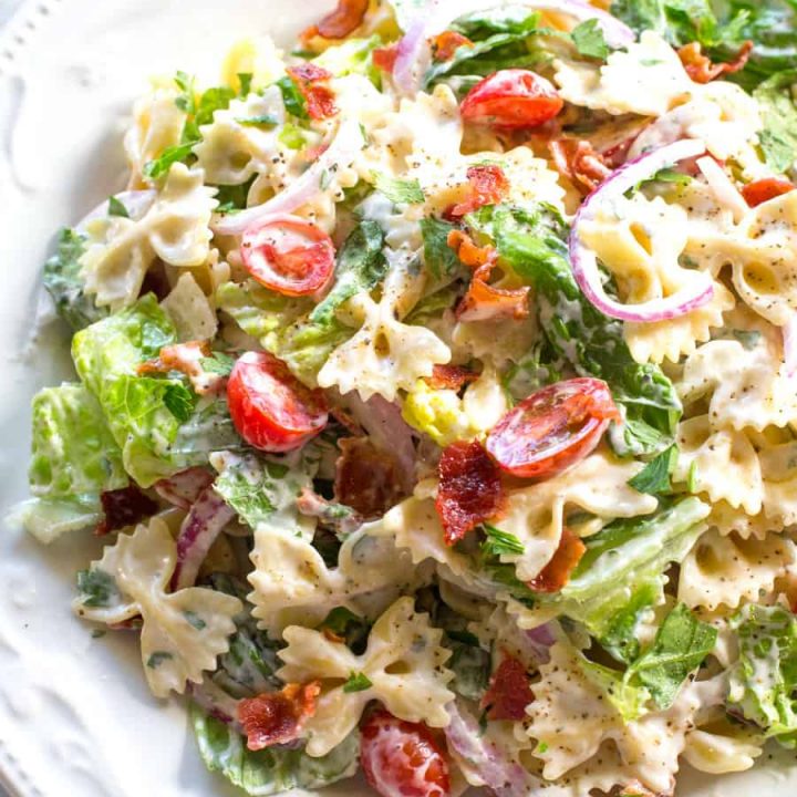 BLT Pasta Salad Recipe (+VIDEO) - The Girl Who Ate Everything