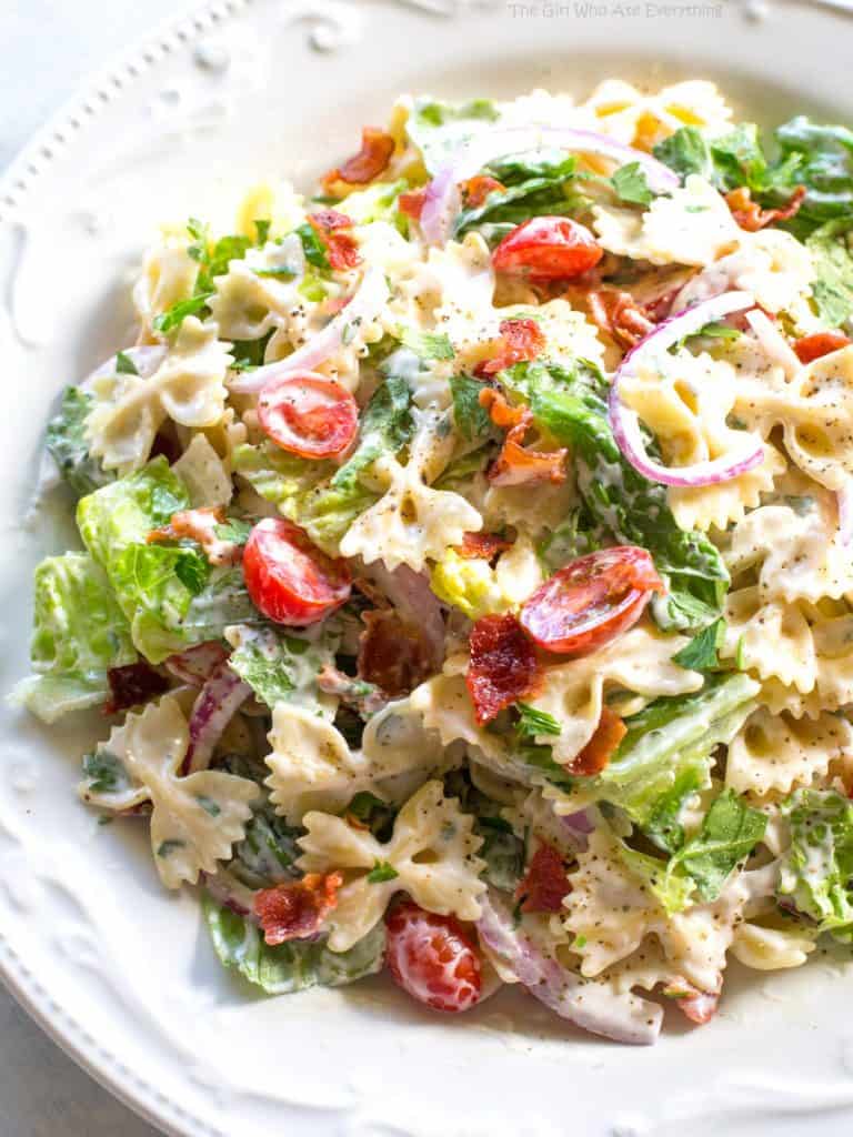 BLT Pasta Salad Recipe (+VIDEO) - The Girl Who Ate Everything