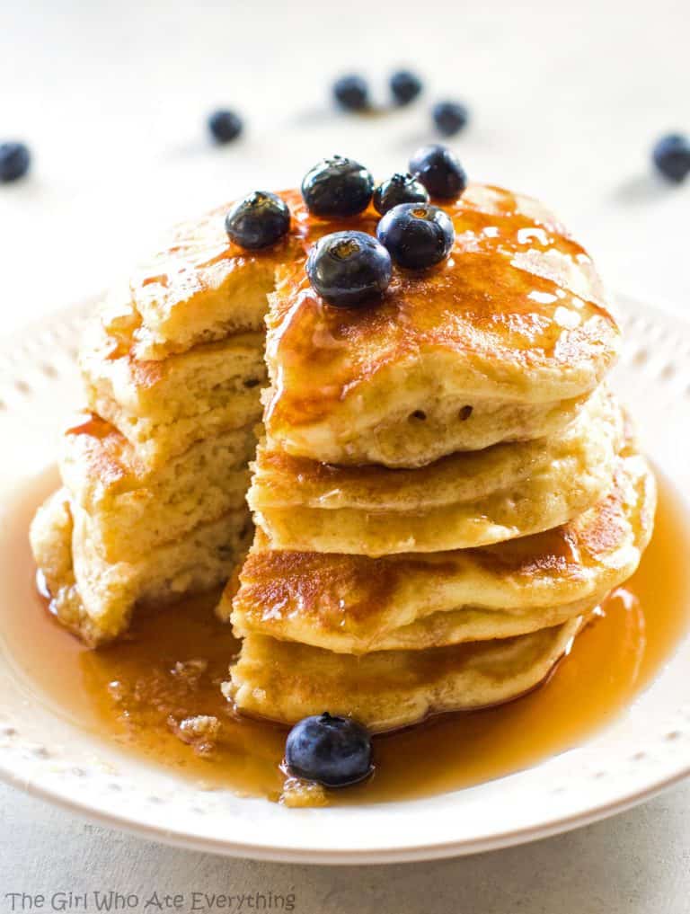 Homemade Pancakes Recipe (+VIDEO) - The Girl Who Ate Everything