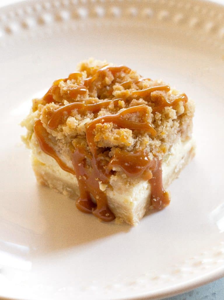 Caramel Apple Cheesecake Bars (+VIDEO) - The Girl Who Ate Everything