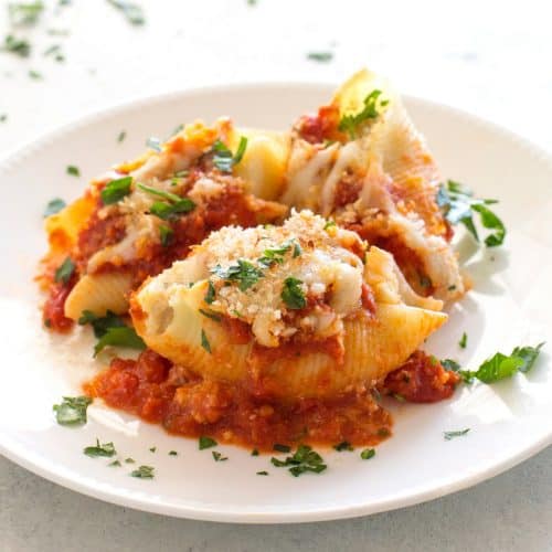 Chicken Parmesan Stuffed Shells - The Girl Who Ate Everything