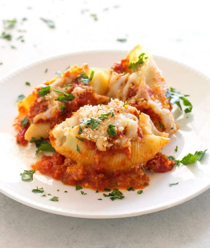 Chicken Parmesan Stuffed Shells - The Girl Who Ate Everything