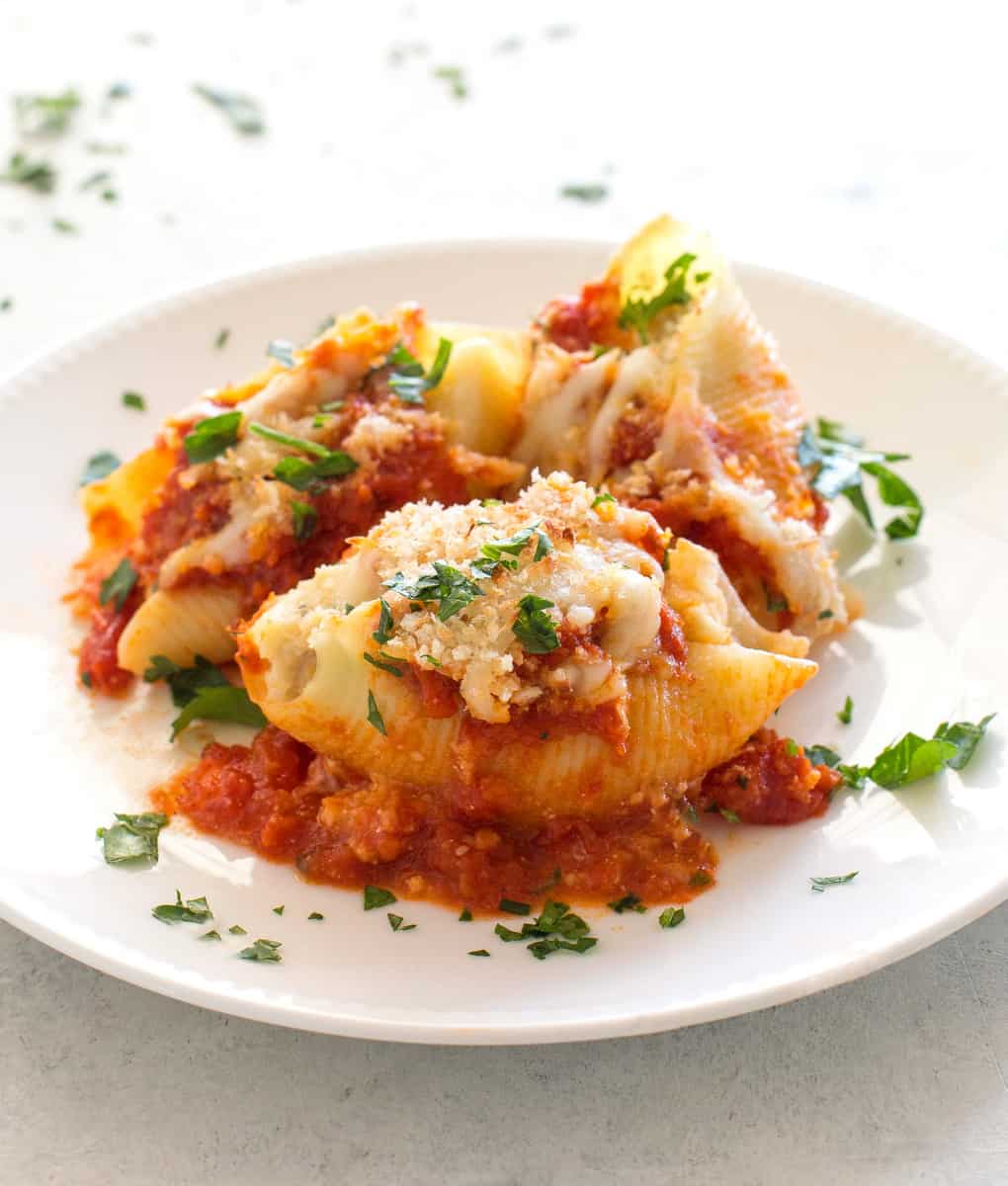 Chicken Parmesan Stuffed Shells - The Girl Who Ate Everything