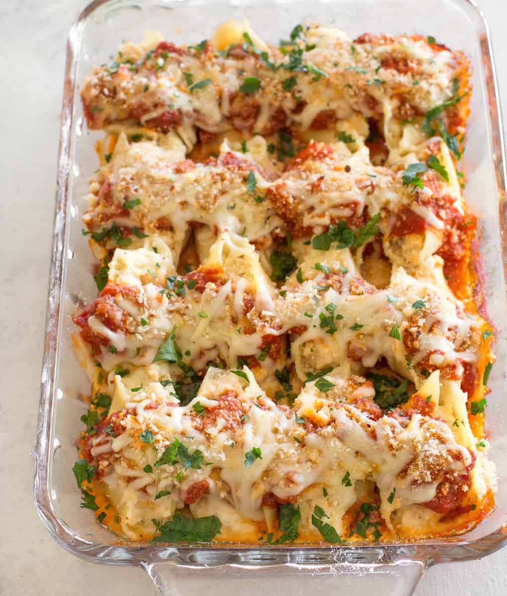 Chicken Parmesan Stuffed Shells - The Girl Who Ate Everything