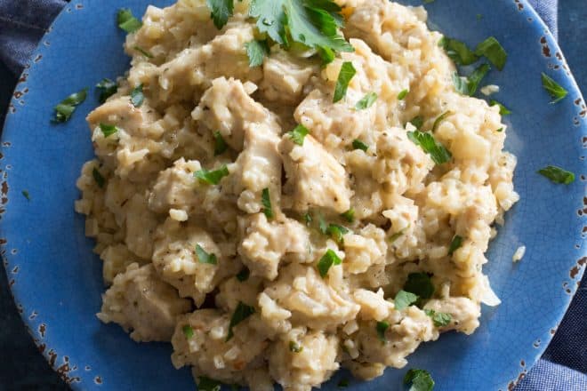 Chicken with Parmesan Cauliflower Rice