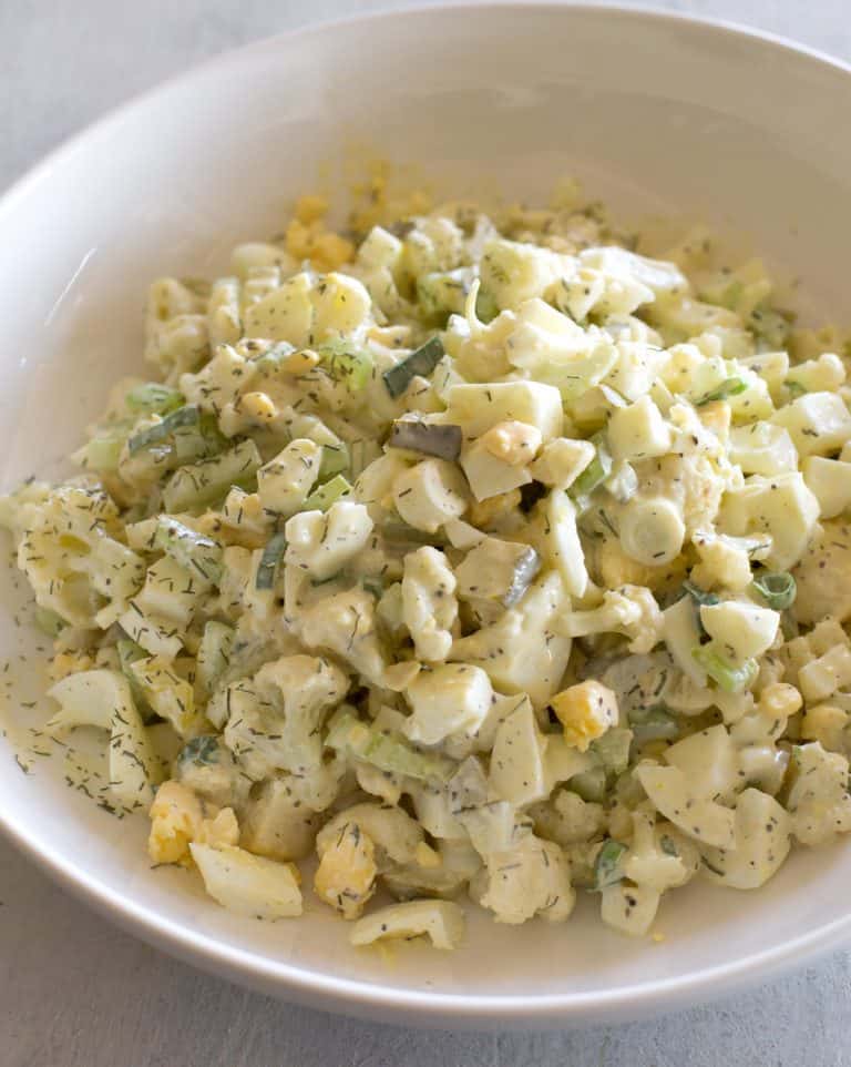 Cauliflower Potato Salad (Keto / Low-carb) - The Girl Who Ate Everything