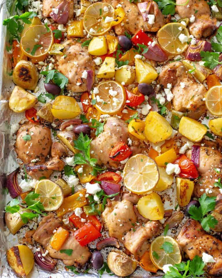 Sheet Pan Greek Chicken Dinner (+VIDEO) - The Girl Who Ate Everything