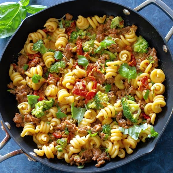 One Pan Sausage Broccoli And Sun Dried Tomato Pasta The Girl Who Ate Everything