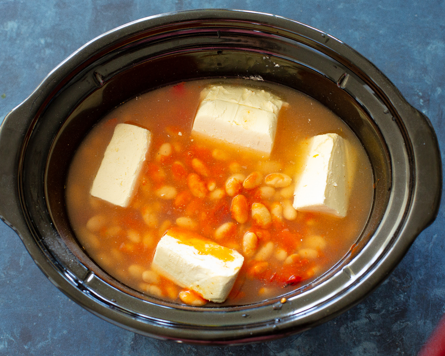 slow cooker with cream cheese and beans