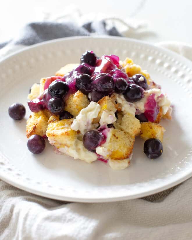 Blueberry French Toast Casserole - The Girl Who Ate Everything