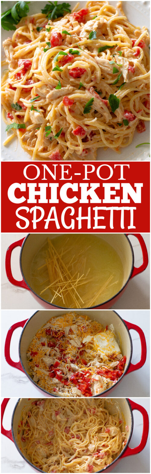 Super Easy Chicken Spaghetti Recipe (One Pot + Video)