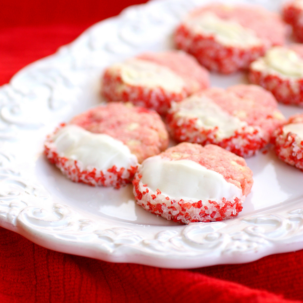 White Chocolate Cherry Almond Shortbread Cookies